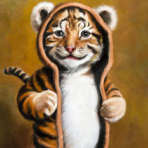 Kitten in a Tiger Costume - Cat Wall Art