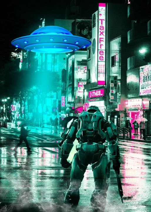Tokyo Street Alien Ufo 2077 - Miracle Creative
