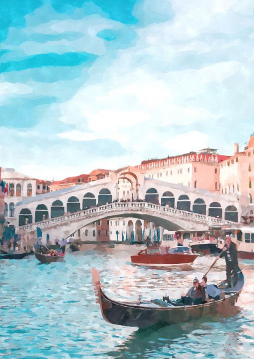 Venice Rialto Bridge by Midday - EM Arts & Prints