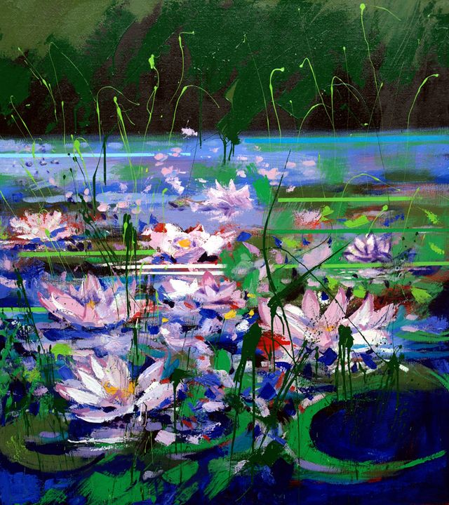 Water Lilies - Mario Zampedroni - Paintings & Prints, Still Life