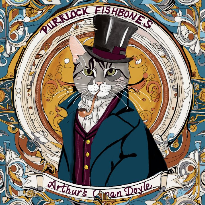 Purrlock Fishbones - Tabby Cat Studios - Digital Art & AI, Animals ...