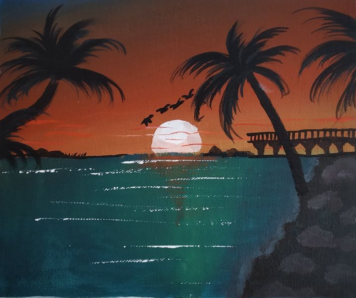 sunset- acrylic painting - ArtVoice