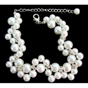 Bridal Bracelet Twisted White Pearl