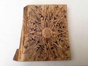 Wood burned moon mandala on oak - Jes Hooper Freehand Pyrography Art ...