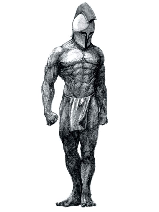 Sketch work style large Spartan warrior tattoo