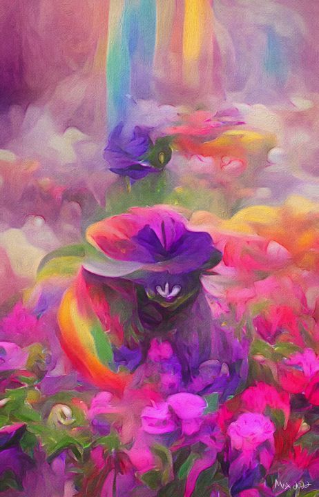 Distorted Plant Drawings Rainbow Petunias - Distorted View Imagery - Digital Art & AI, Flowers ...