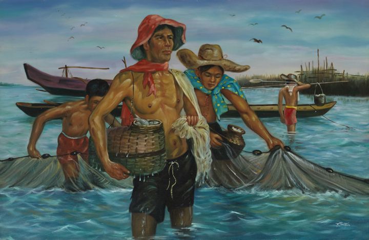 Native Fishermen in the Philippines - Geronimo's Paintings