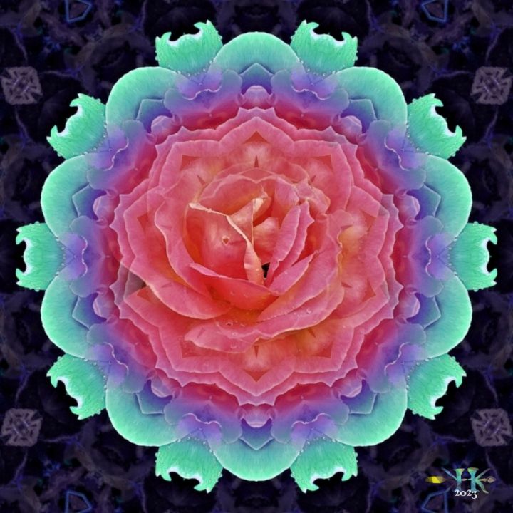 Pink Rose Mandala - Double-K Artistry - Digital Art & AI, Flowers ...