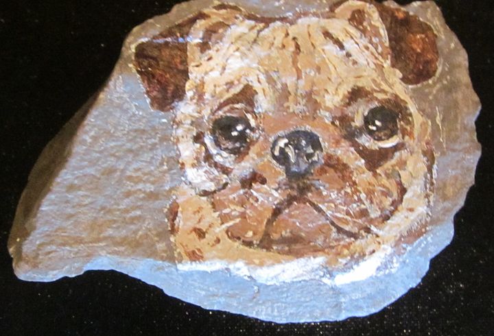Pug Dog On Stone - chris cooper's art