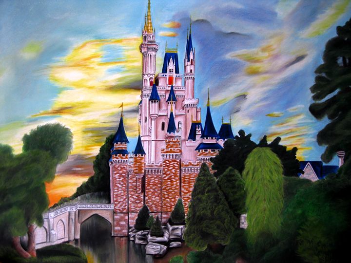 disney world castle drawing color