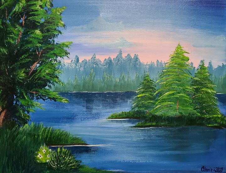 Summer Sky Cmichele Arts Paintings Prints Landscapes Nature Lakes Ponds Artpal