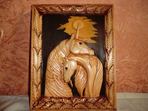 Love Picture of wood Art Carving