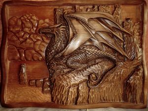 Resting dragon Art Wood Carving