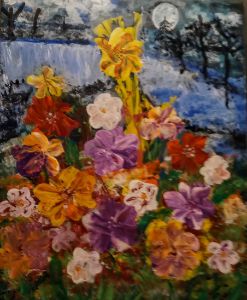Water fall of beautiful flowers - Unique art work 1957