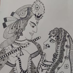 radha krishna drawings pencil
