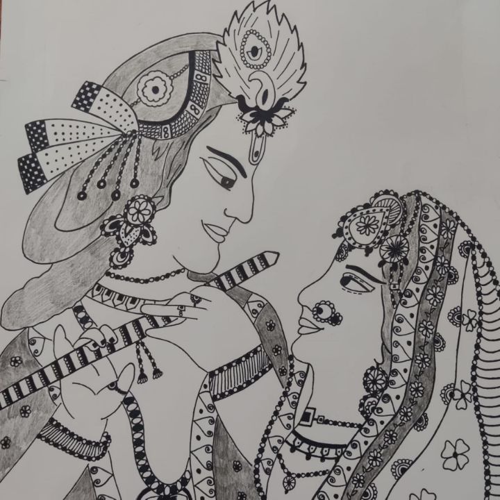 Radha Krishna Love Sketch Radha Krishna Love Drawings For Sale Fine