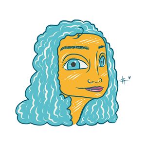 Blue Curly Hair - Kyrima - Artist Gallery