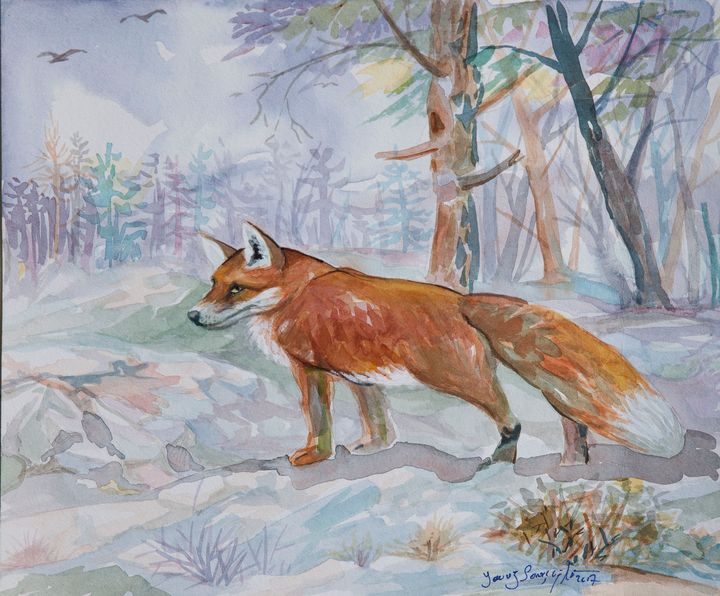 Fox ın wınter - artgallery - Paintings & Prints, Animals, Birds, & Fish ...