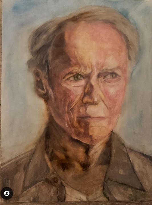 Clint Eastwood Portrait 8x10 Matted Art Print - Vintage Style Poster Decor, Gift