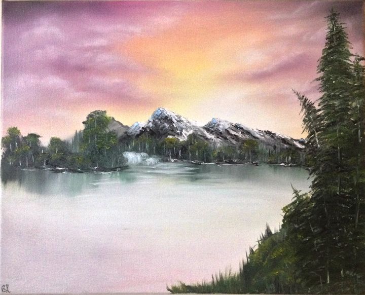 16x20 Mountain Sunrise Oil Painting - The Purple Canvas - Paintings ...