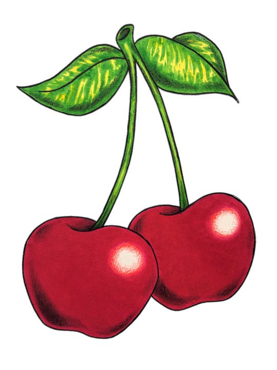 – Cherries on a Vine Art - Gregg's Deep Colors - Paintings & Prints, Still Life, Other Life - ArtPal