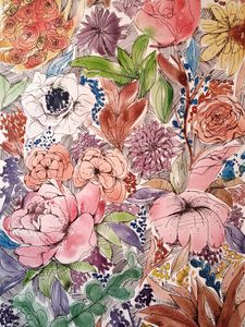 Watercolor Flowers Doodles