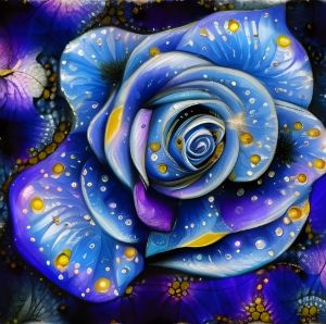 Watercolor Blue Rose