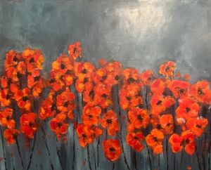 Vibrant Red Poppies Abstract Paintin - PAINTINGKELLY