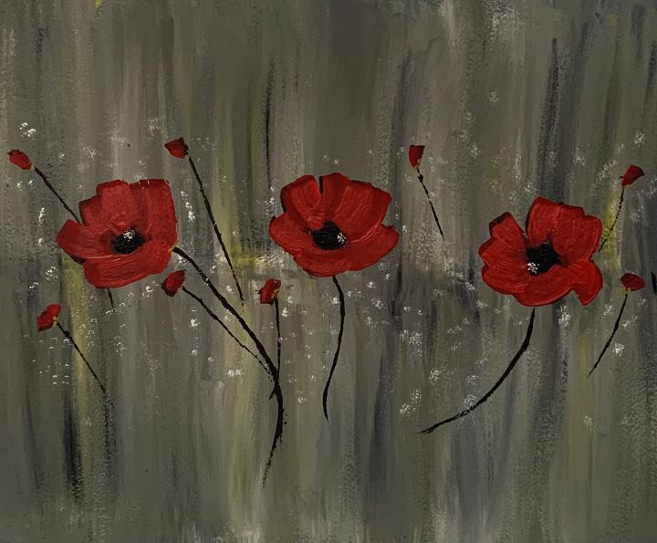 Bright Red Poppies Canvas Print - PAINTINGKELLY - Digital Art & AI ...