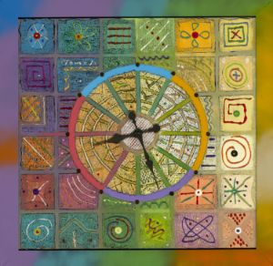Clock in squares arranged