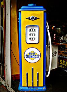 Blue Sunoco vintage gas pump