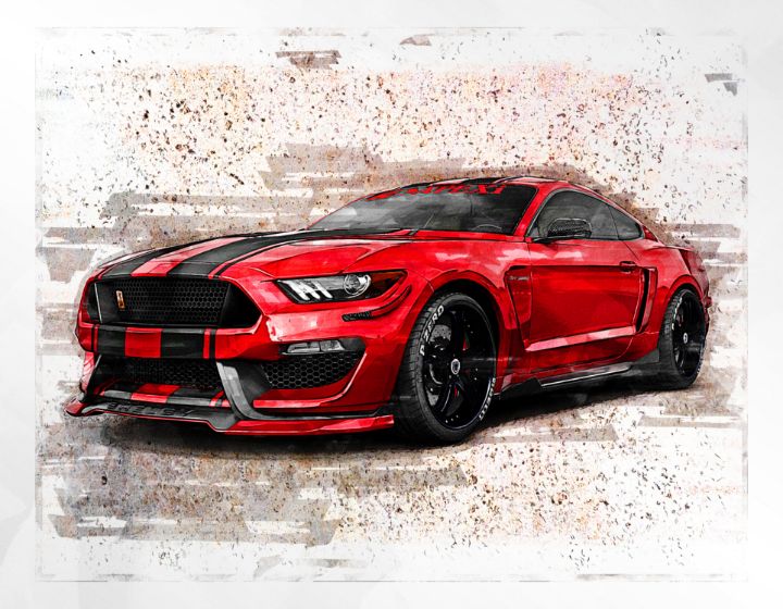 Red Mustang - Wolf Art - Digital Art & AI, Vehicles & Transportation ...