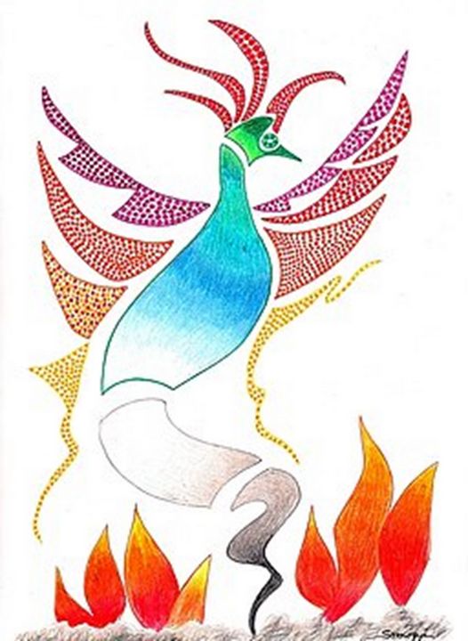 phoenix rising from the ashes drawing