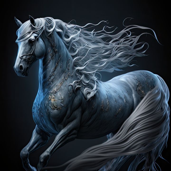 Black horse portrait - ArtDesigne999 - Paintings & Prints, Animals