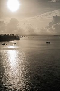 Bright sunrise with Boats