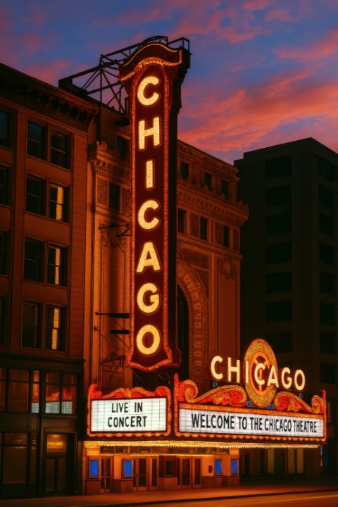 Chicago Theatre Sign at Twilight - Shelia Hunt Photography - Digital ...