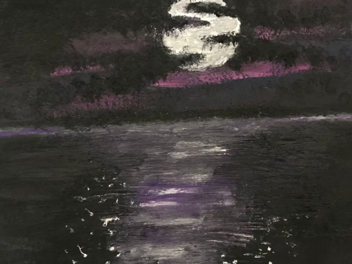 Moonlight with Purplest skies - Mandy Painted It