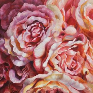 Tenacity- peach rose flower painting