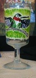 hummingbird on wine glass - Marty's Arty