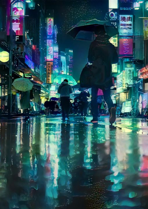 Rainy Tokyo At Night - 6LNK - Paintings & Prints, Places & Travel, Asia ...