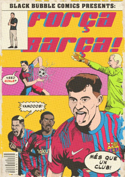 Fc Barcelona retro comic cover - Black Bubble Comics