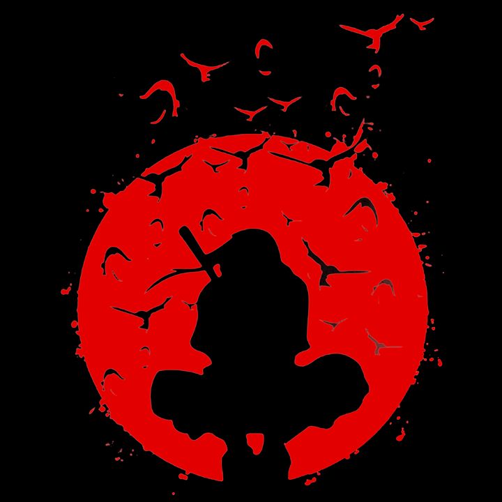 Download Itachi Silhouette In Uchiha Logo Clan Wallpaper | Wallpapers.com