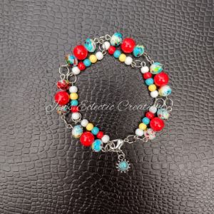 Bracelet - Double Red/Blue - Jen's Eclectic Creations