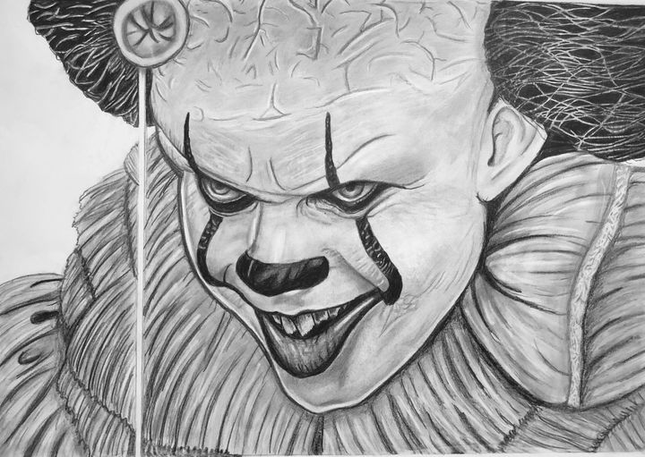 IT: Pennywise Pencil Portrait Drawing Print 