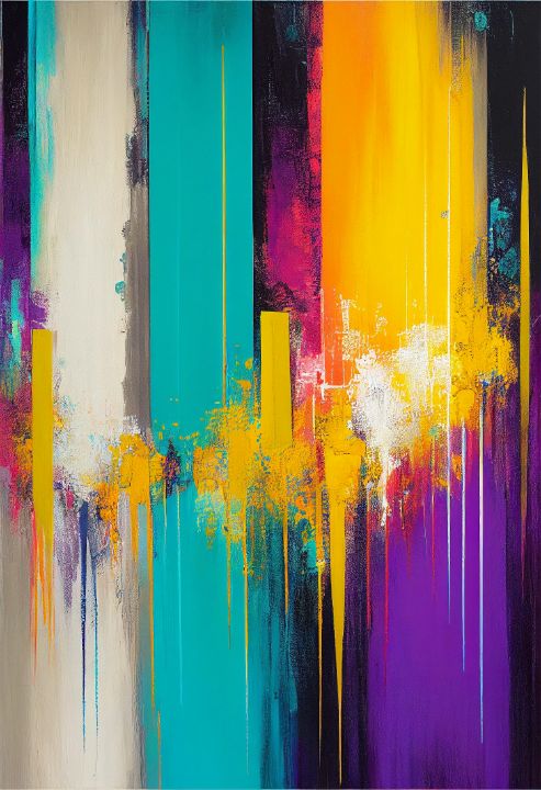 Illustration Composition in Abstract Art, vibrant colors, wall art prints