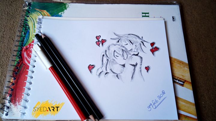 Pencil Sketch , love , blood , Cartoon - Arthub.ai