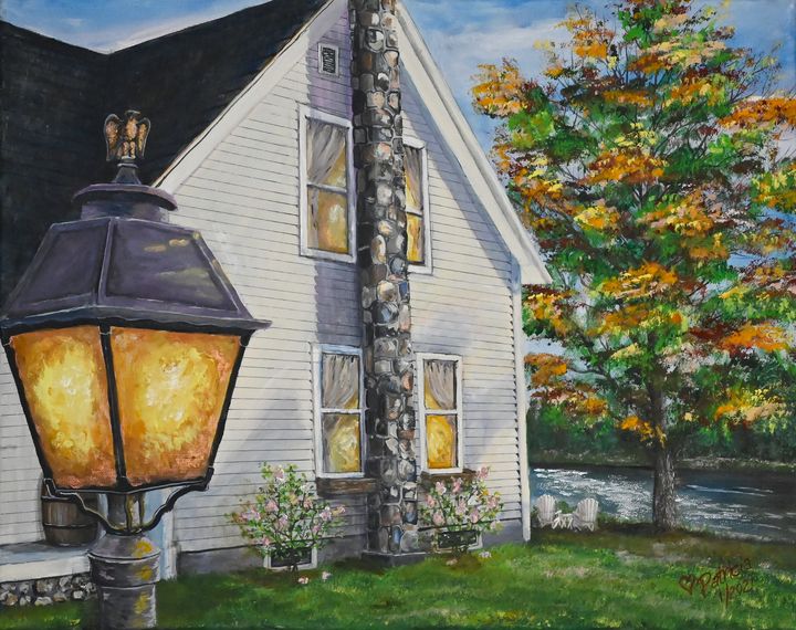 Warm Light of Home - NostalgicNewEngland Paintings by Patricia