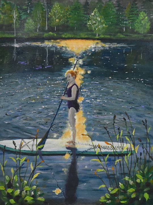 Paddleboard Beauty - NostalgicNewEngland Paintings by Patricia