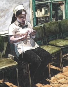 Cafe Du Monde Waitress on the Phone