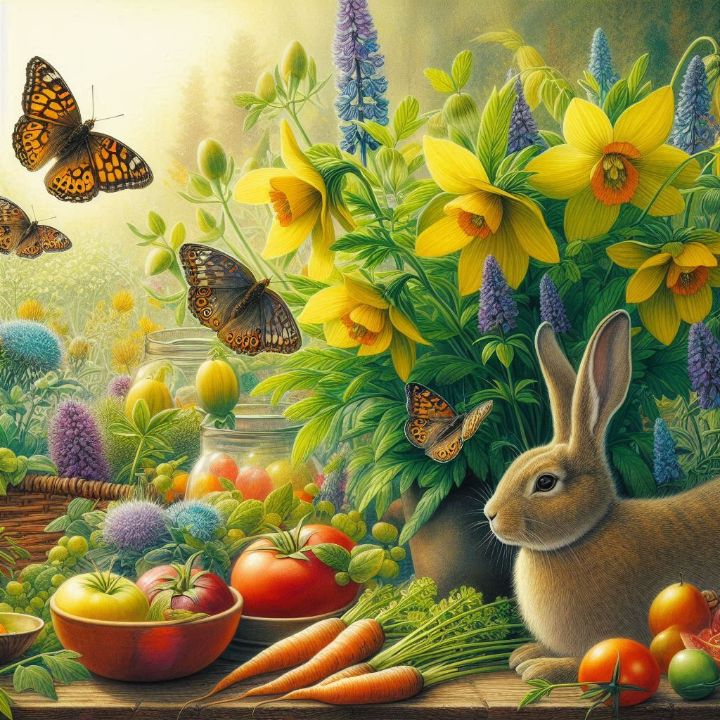 bunny butterfly vegies and a garden - themistoklis1 - Digital Art & AI ...